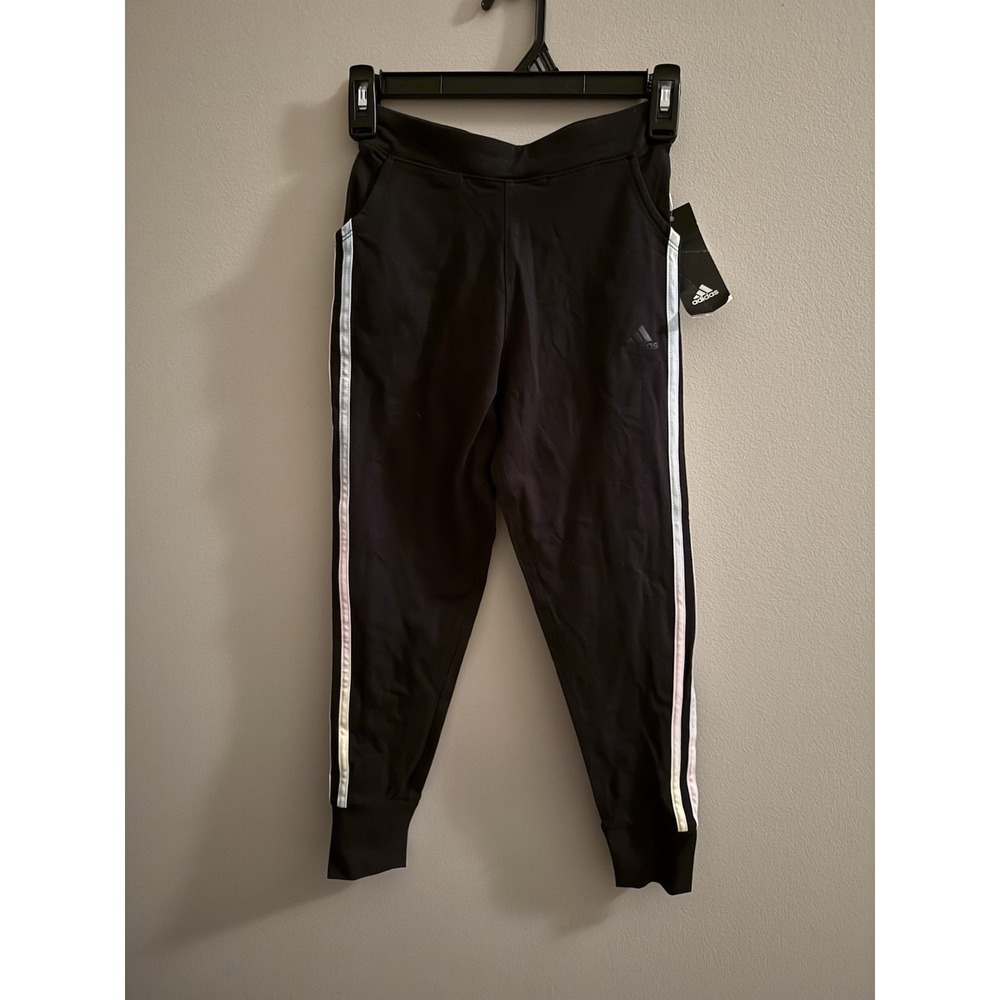 Adidas Girls Black Jogger Pants Size M (10-12) NWT